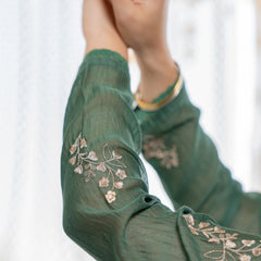Women’s Chanderi Silk Embroidered Kurta With Silk Bottom & Embroidered Chanderi Dupatta Set