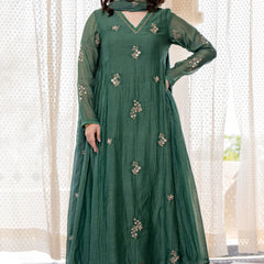 Women’s Chanderi Silk Embroidered Kurta With Silk Bottom & Embroidered Chanderi Dupatta Set