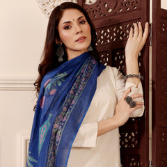 Women's Chanderi Silk Solid Kurta with Pant & Printed Chanderi Dupatta Set