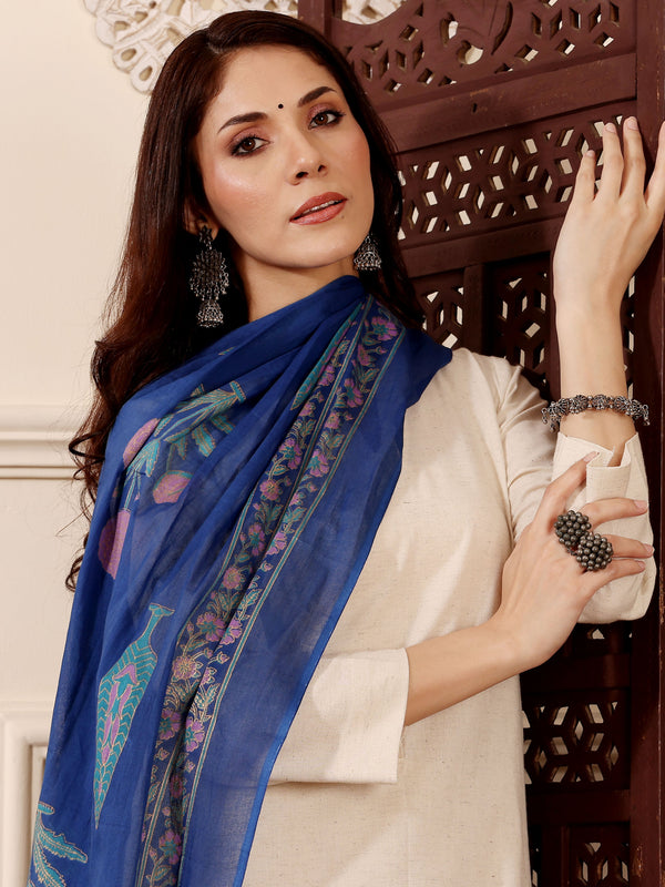 Women's Chanderi Silk Solid Kurta with Pant & Printed Chanderi Dupatta Set