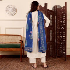Women's Chanderi Silk Solid Kurta with Pant & Printed Chanderi Dupatta Set