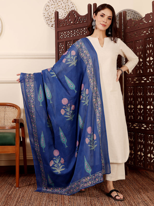 Women's Chanderi Silk Solid Kurta with Pant & Printed Chanderi Dupatta Set