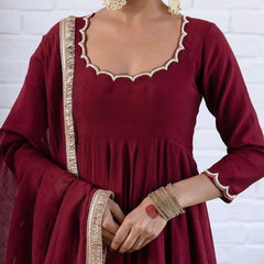 Women's Chanderi Silk Kurta Pant & Silk Blend Dupatta Set
