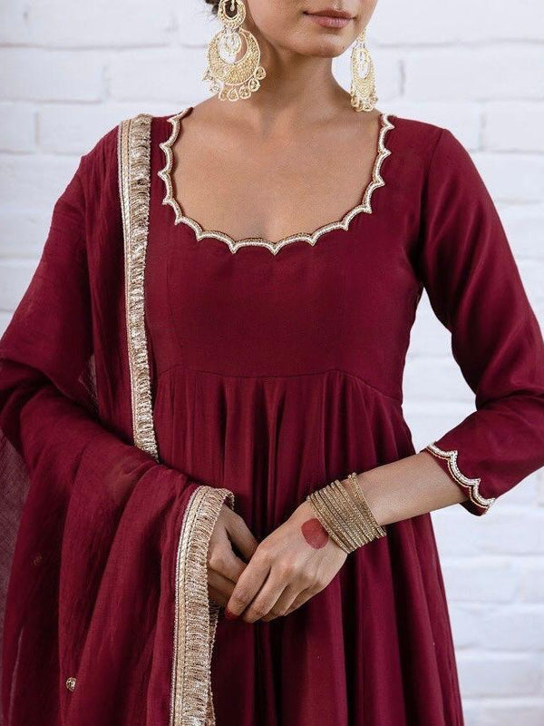 Women's Chanderi Silk Kurta Pant & Silk Blend Dupatta Set