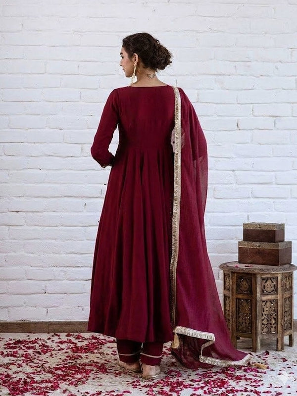 Women's Chanderi Silk Kurta Pant & Silk Blend Dupatta Set