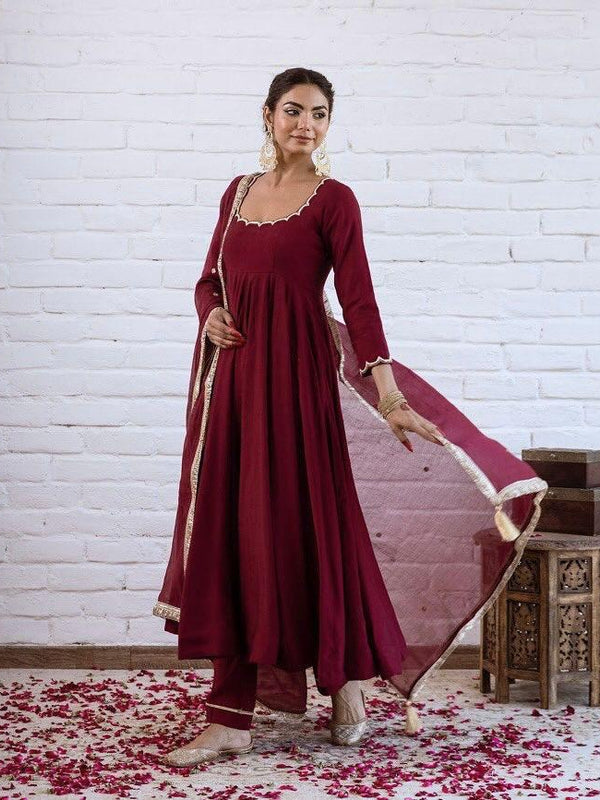 Women's Chanderi Silk Kurta Pant & Silk Blend Dupatta Set