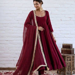 Women's Chanderi Silk Kurta Pant & Silk Blend Dupatta Set