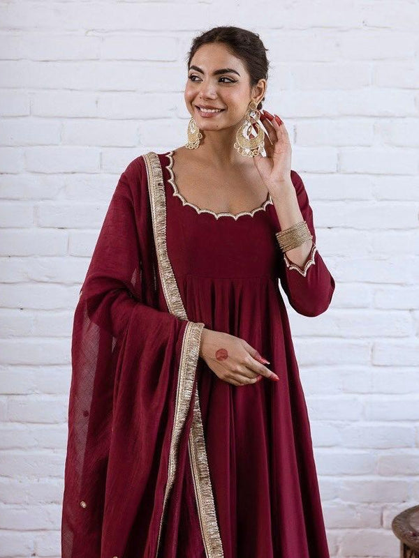 Women's Chanderi Silk Kurta Pant & Silk Blend Dupatta Set
