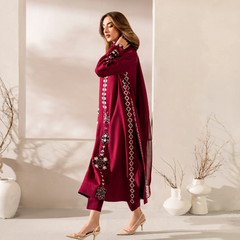 Women's Chanderi Silk Embroidered Kurta Pant Set With Chinnon Dupatta