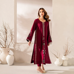 Women's Chanderi Silk Embroidered Kurta Pant Set With Chinnon Dupatta