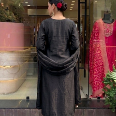 Women's P.V. Chanderi Embroidered Kurta Pant & Dupatta Set