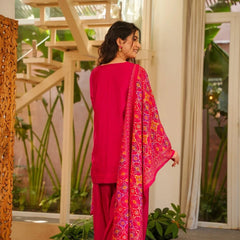 Women’s Silk Crepe Kurti With Patiala Gharara & Printed Chinnon Dupatta Set