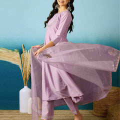 Women's Silk Blend Anarkali Gown with Embroidered Work & Soft Organza Dupatta