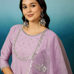 Women's Silk Blend Anarkali Gown with Embroidered Work & Soft Organza Dupatta