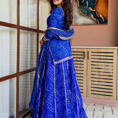 Women's Georgette Silk Printed Kurta with Inner & Heavy Sharara Set