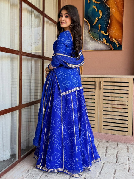 Women's Georgette Silk Printed Kurta with Inner & Heavy Sharara Set