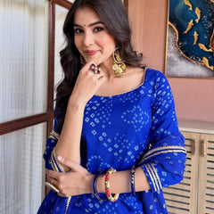 Women's Georgette Silk Printed Kurta with Inner & Heavy Sharara Set