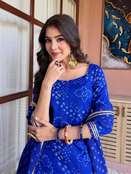 Women's Georgette Silk Printed Kurta with Inner & Heavy Sharara Set