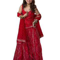 Women's Georgette Silk Printed Kurta with Inner & Heavy Sharara Set