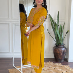 BSY Viscose Embroidered Straight Kurta Set with Taby Dupatta