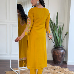 BSY Viscose Embroidered Straight Kurta Set with Taby Dupatta