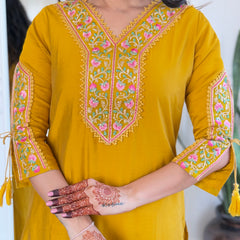 BSY Viscose Embroidered Straight Kurta Set with Taby Dupatta