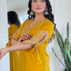 BSY Viscose Embroidered Straight Kurta Set with Taby Dupatta