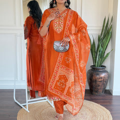 BSY Viscose Embroidered Straight Kurta Set with Taby Dupatta
