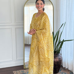 Women's Rayon Printed A-Line Kurta with Rayon Pant & Taby Printed Dupatta Set