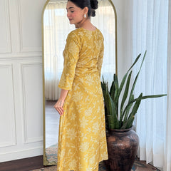 Women's Rayon Printed A-Line Kurta with Rayon Pant & Taby Printed Dupatta Set