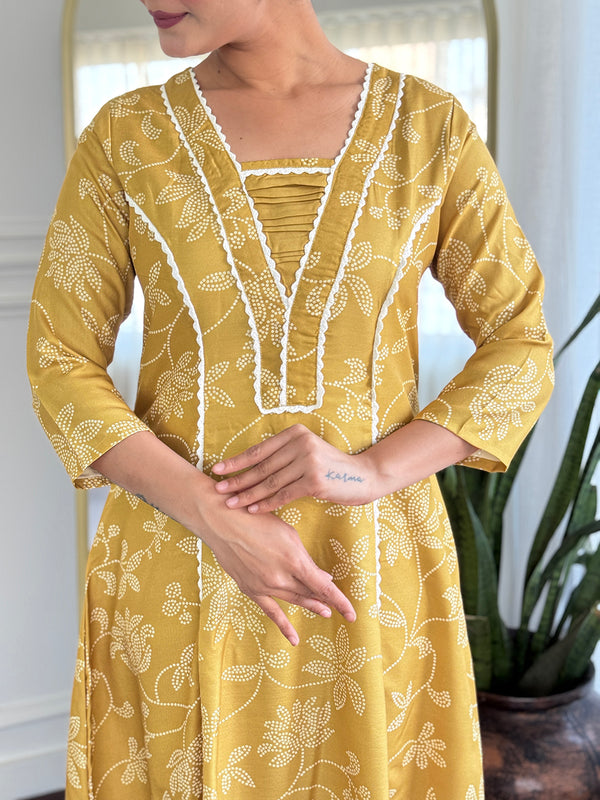 Women's Rayon Printed A-Line Kurta with Rayon Pant & Taby Printed Dupatta Set