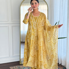 Women's Rayon Printed A-Line Kurta with Rayon Pant & Taby Printed Dupatta Set