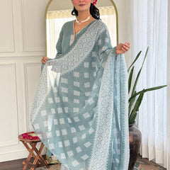 Women's Rayon Embroidered A-Line Kurta Pant & Taby Printed Dupatta Set