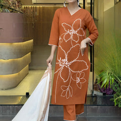 Women's Rayon Printed Kurta Pant & Cotton Print Dupatta Set