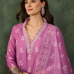 Women's Rayon Embroidered & Printed Straight Kurta Pant & Taby Dupatta Set