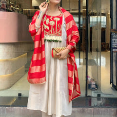 Women’s Silk Embroidered Flared Kurta Pant & Dupatta Set