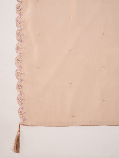 Women's Silk Embroidered Flared Kurta Pant & Chanderi Cotton Dupatta Set