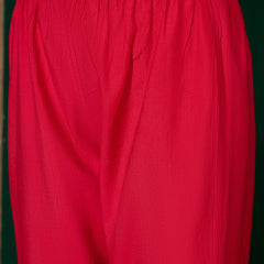 Women's Silk Slub Embroidered Flared Kurta Pant & Jacquard Zari Dupatta Set