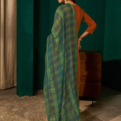 Women's Silk Slub Embroidered Straight Kurta Pant & Jacquard Dupatta Set