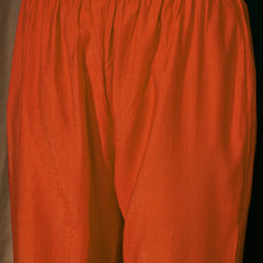 Women's Silk Slub Embroidered Straight Kurta Pant & Jacquard Dupatta Set