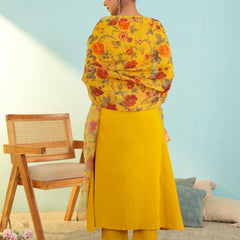 Women's Viscose Silk Embroidered A-Line Kurta with Pant & Dupatta Set