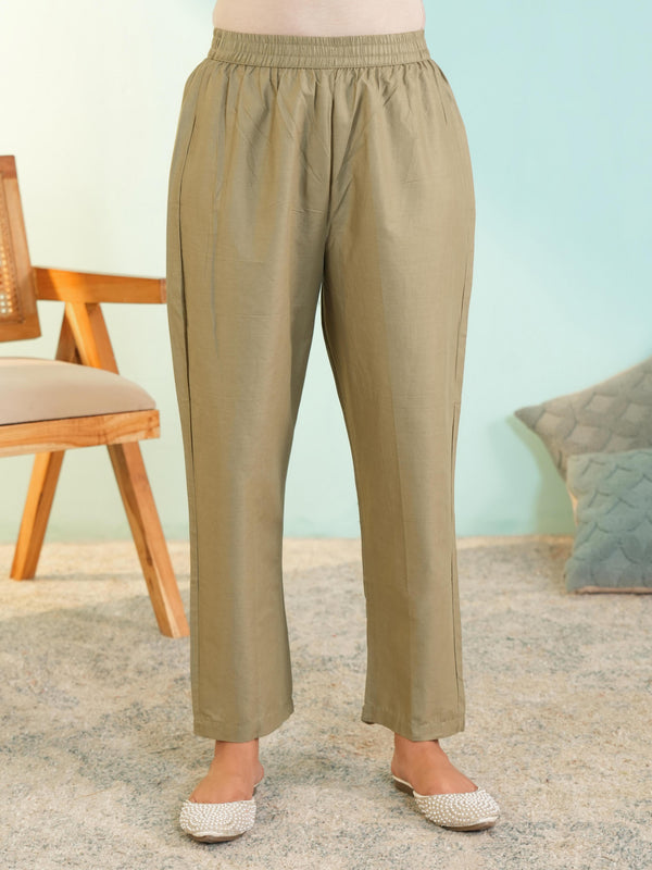 Women's Pure Cotton Embroidered Straight Kurta with Pant & Dupatta Set