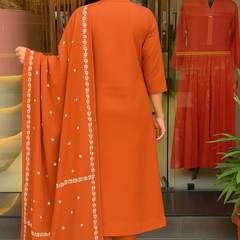Women's Cotton Embroidered Kurta Pant & Printed Dupatta Set