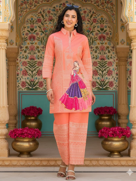 Women A-Line Rayon Co-ord Set With Digital Print