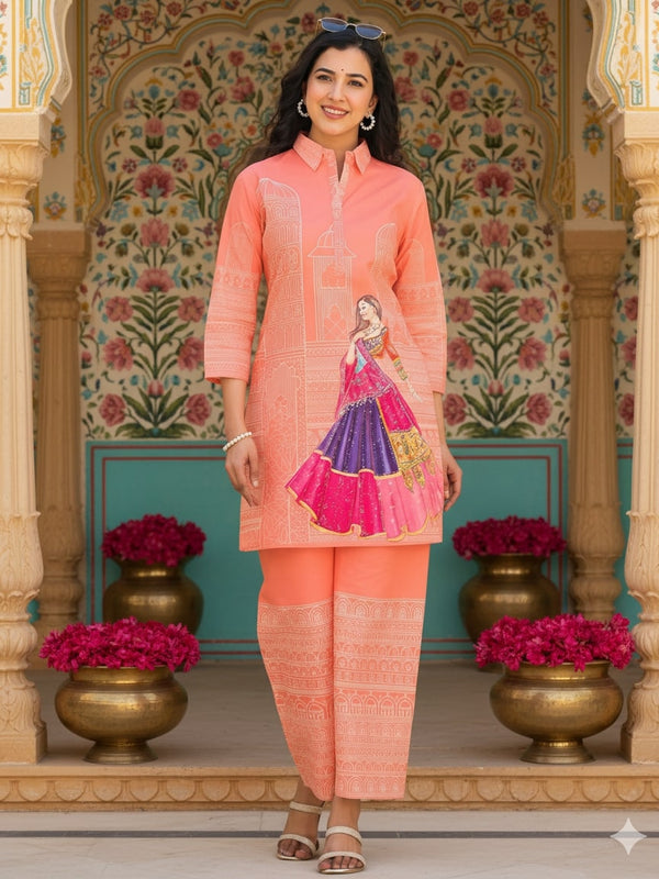 Women A-Line Rayon Co-ord Set With Digital Print