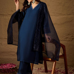 Premium Silk Blend Ethnic Suit Set With Organza Dupatta