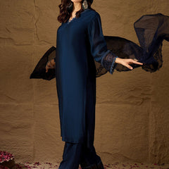 Premium Silk Blend Ethnic Suit Set With Organza Dupatta