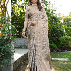 Woven Design Zari Organza Patola Saree With Blouse Piece