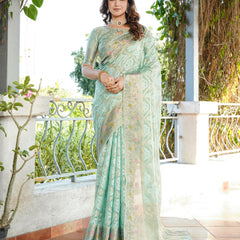 Woven Design Zari Organza Patola Saree With Blouse Piece
