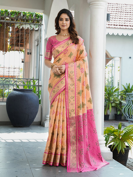 Woven Design Zari Organza Patola Saree With Blouse Piece